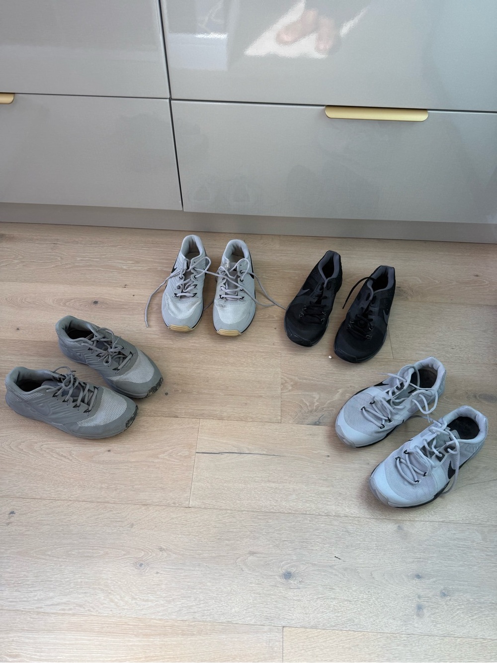 Lot of 4 Nike Neutral Gray Athletic Sneakers  - Size 8